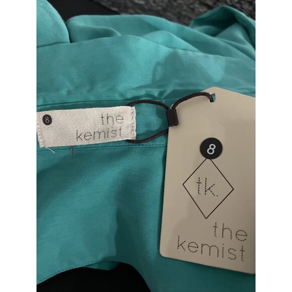 NWT The Kemist Size US 4 Seafoam Green Open Back Wide Leg Jumpsuit Balloon Slv - Picture 4 of 11